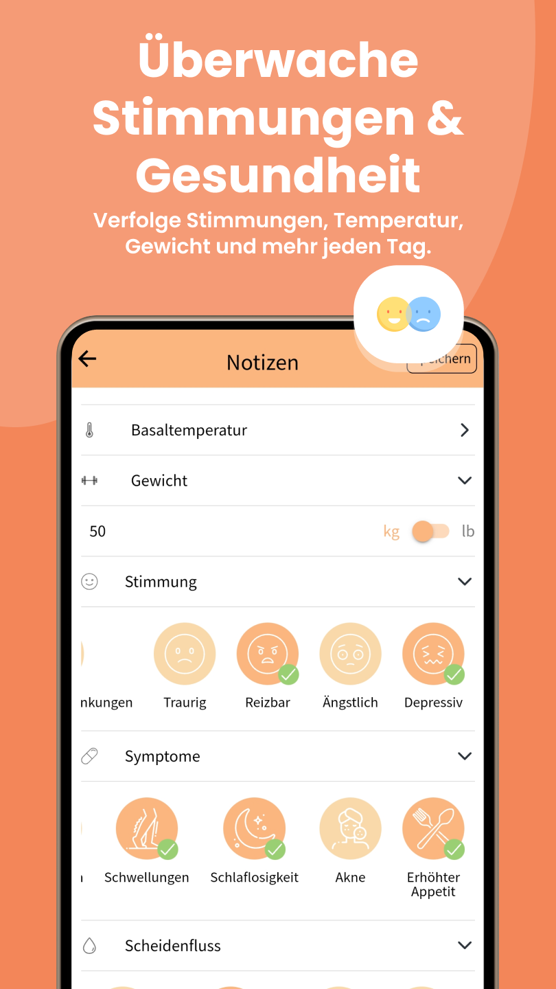 Selin-App: Symptome und Stimmung