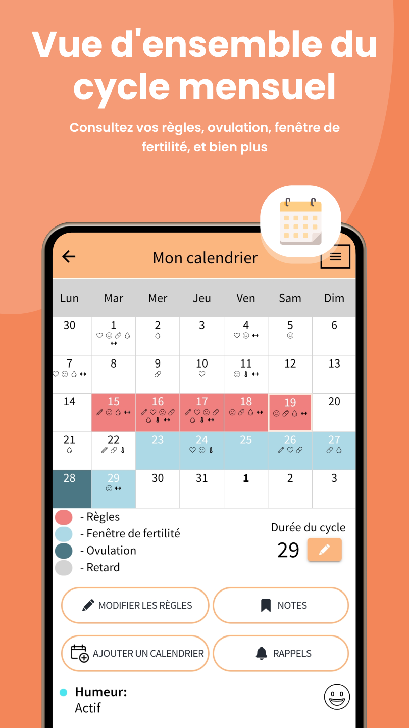 Capture de Selin : calendrier mensuel