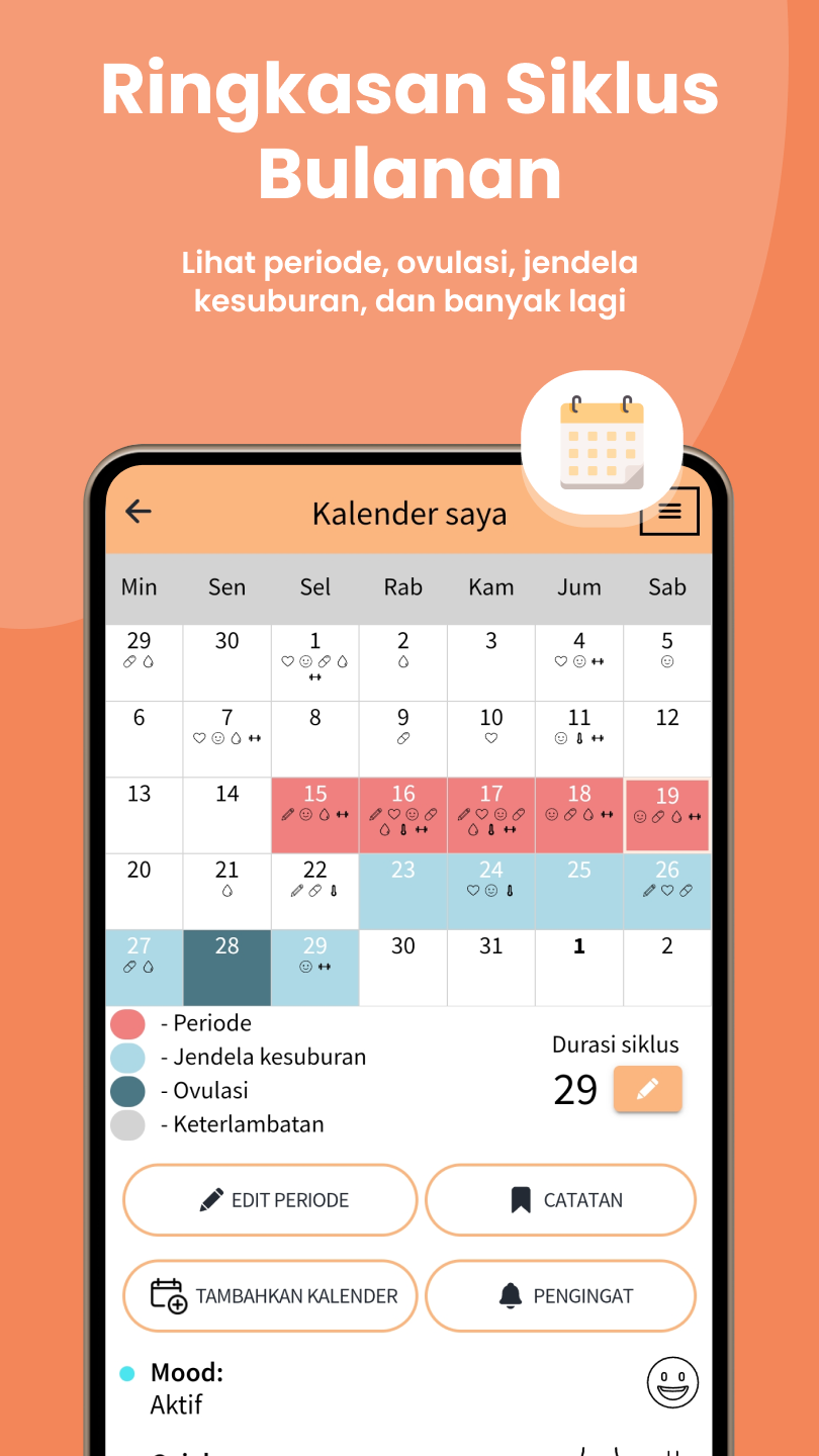 Tangkapan layar Selin: kalender bulanan