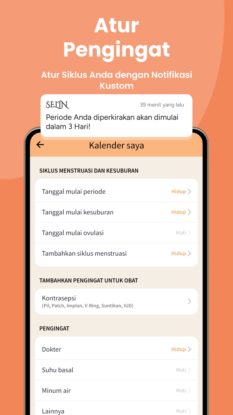 Tangkapan layar Selin: pengingat
