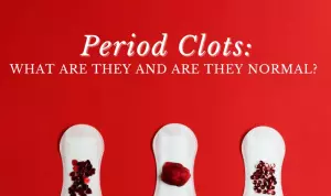 Graphic explaining what period clots are and their normality.