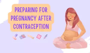 Illustration of steps to prepare for pregnancy after contraception.