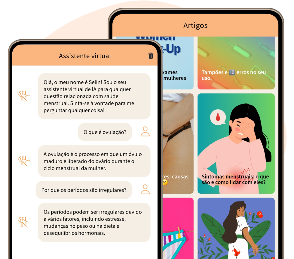 Assistente virtual e artigos no aplicativo Selin